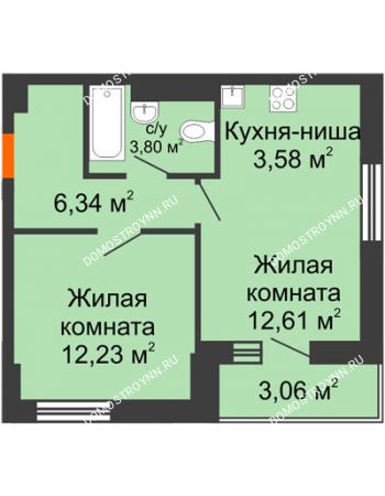 1 комнатная квартира 41,62 м² - ЖК Олимпийский