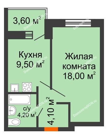 1 комнатная квартира 39,4 м² - ЖК Zапад (Запад)