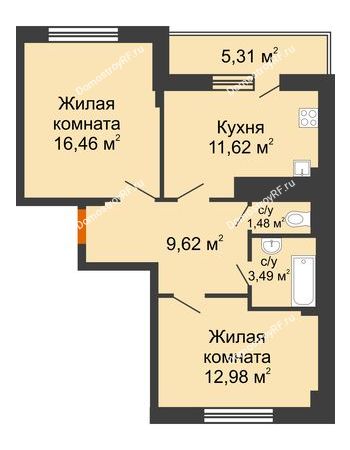 2 комнатная квартира 58,3 м² в Мкр Улитка, дом № 3Г,Д