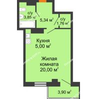 Студия 37,12 м² в ЖК Сокол на Оганова, дом Литер 2 - планировка