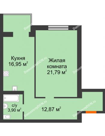 1 комнатная квартира 55,51 м² - ЖК Зеленый квартал 2