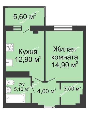 1 комнатная квартира 46 м² - ЖК Нахичевань