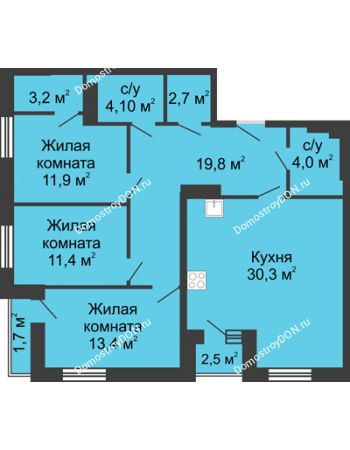 3 комнатная квартира 105,1 м² - ЖК Вдохновение