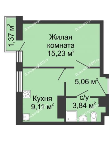1 комнатная квартира 34,6 м² - ЖК Соборный