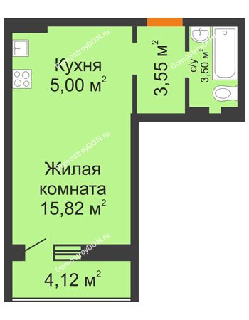 Студия 29,93 м² в ЖК Суворовский, дом Литер 1, Участок 120