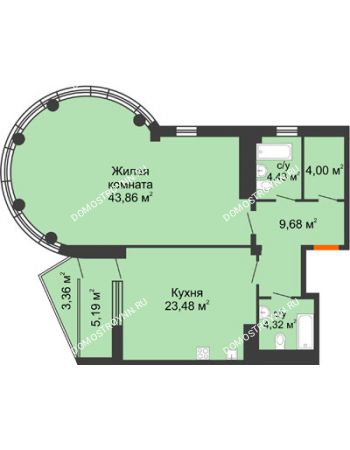 1 комнатная квартира 93,29 м² в ЖК Renaissance (Ренессанс), дом № 1