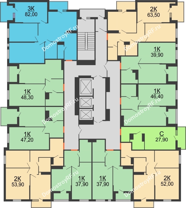 Планировка 3 этажа в доме Литер 2 в ЖК Квартет