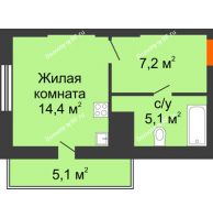 Студия 31,8 м², ЖК Космолет - планировка