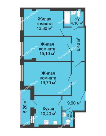 3 комнатная квартира 83,8 м² - ЖК Дом на Береговой