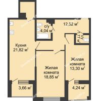 2 комнатная квартира 83,27 м² в ЖК Тихий Дон, дом № 2 - планировка