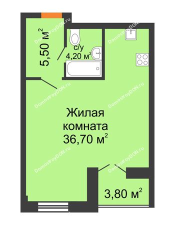 Студия 47,9 м² - ЖК Дом на 18-й Линии, 3