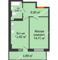 1 комнатная квартира 40,56 м² в ЖК Свобода, дом №2 - планировка