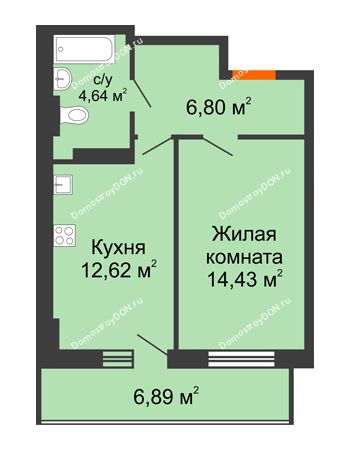1 комнатная квартира 40,56 м² в ЖК Свобода, дом № 1