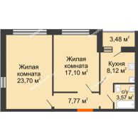 2 комнатная квартира 62,79 м² в ЖК Боровое, дом № 14 - планировка