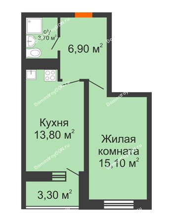 1 комнатная квартира 41,2 м² в ЖК Звезда Столицы, дом Литер 7