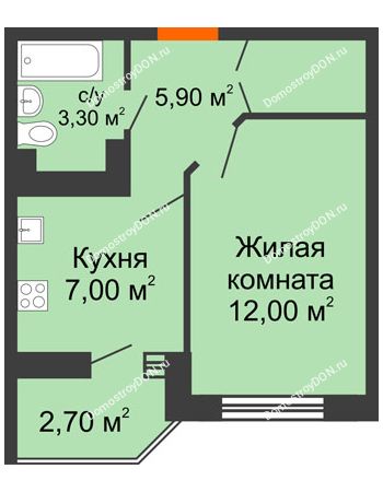 1 комнатная квартира 29,7 м² в ЖК Вересаево, дом Литер 14