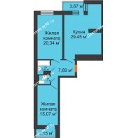 3 комнатная квартира 79,1 м², ЖК Открытие - планировка