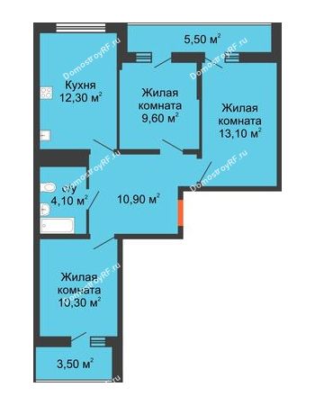 3 комнатная квартира 65 м² в ЖК Грани, дом Литер 2