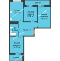 3 комнатная квартира 65 м² в ЖК Грани, дом Литер 2 - планировка
