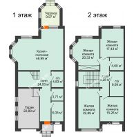 4 комнатный таунхаус 190 м² в КП Северная Гардарика, дом таунхаусы 190 м² - планировка