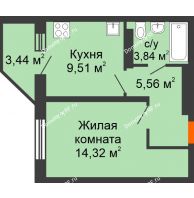 1 комнатная квартира 34,94 м² в ЖК Московский, дом дом 1 - планировка
