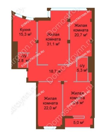4 комнатная квартира 141,7 м² - ЖК Бояр Палас