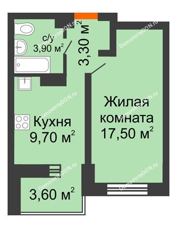1 комнатная квартира 38 м² - ЖК Zапад (Запад)