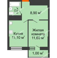 1 комнатная квартира 36,3 м², ЖК Клубный дом на Мечникова - планировка