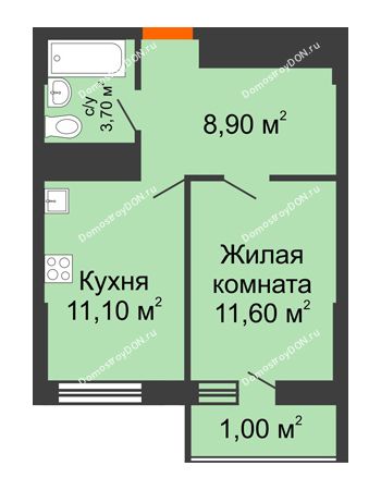 1 комнатная квартира 36,3 м² - ЖК Клубный дом на Мечникова