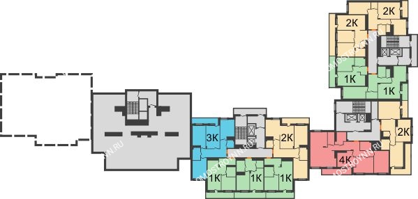 Планировка 13 этажа в доме № 1 в ЖК Корица
