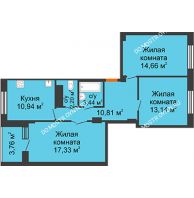 3 комнатная квартира 93,16 м² в ЖК Облака, дом № 2 - планировка